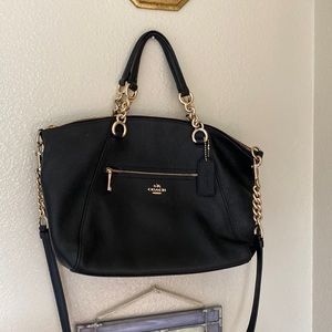 Black Coach Crossbody Bag with Gold chain